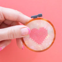 Sarah Hearts - Barrette - Cross Stitch Embroidery Hoop
