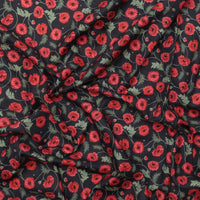Lewis & Irene - Cotton - Poppies - Large Poppy and Bee - Dark