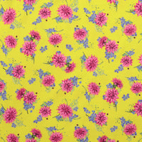 Cotton Blend - Italian Jersey - Neon Florals - Chartreuse + Pink