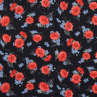 Cotton Blend - Italian Jersey - Neon Florals - Black + Rose