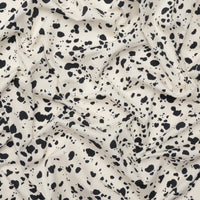 Cotton Blend - Italian Stretch Cotton - Beige + Black Dots