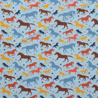 Cotton - Jersey - Horses - Blue