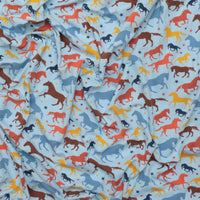 Cotton - Jersey - Horses - Blue