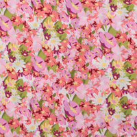 Rayon - Challis Print - Flower Fields - Pink