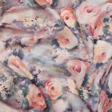 Linen - Digital Print - Roses - Dusty Rose