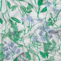 Rayon Linen - Palma Print - Off White Blue Green