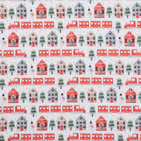 Cotton - Fleece - Holiday Prints - Village - White