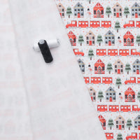 Cotton - Fleece - Holiday Prints - Village - White