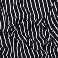 Viscose - Italian Designer - Challis Print - White Stripe Black