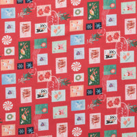 Moda - Cotton - Tiny Christmas - Stamps - Christmas Red