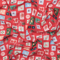 Moda - Cotton - Tiny Christmas - Stamps - Christmas Red