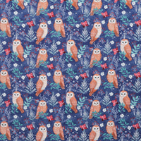 Mia Charro - Cotton - Christmas Cabin - Owl Magic - Blue