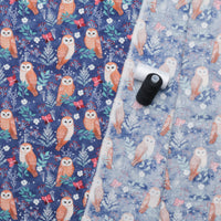 Mia Charro - Cotton - Christmas Cabin - Owl Magic - Blue