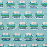 Ruby Star - Cotton - Best Day Ever - Typewriters - Turquoise