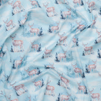 Camelot - Cotton - Winter Land - Winter Deer Scene - Light Blue