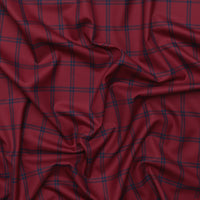 Wool - Suiting - Plaid - Crimson Navy