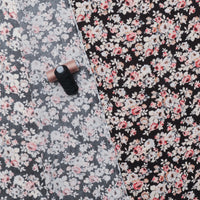 Rayon - Challis Print - Black Taupe Rose