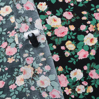 Rayon - Challis Print - Black Pink Yellow