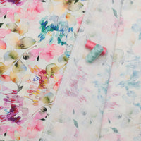 Linen Blend - Laurel Print - Natural - Pink Green