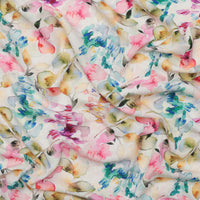 Linen Blend - Laurel Print - Natural - Pink Green