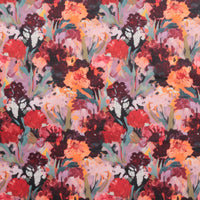 Cotton - Stretch Sateen - Digital Print - Floral Field - Coral Red