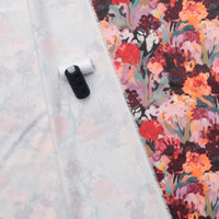 Cotton - Stretch Sateen - Digital Print - Floral Field - Coral Red