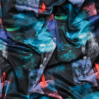 Cotton - Stretch Sateen - Digital Print - Vivid Abstract - Black Blue