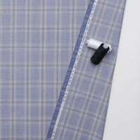 Wool Cashmere - Suiting - Plaid - Medium Blue Brown