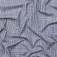 Wool Cashmere - Suiting - Plaid - Medium Blue Brown