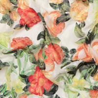 Cotton - Designer Print - Floral - Orange Green