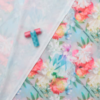 Poly Blend - Nautica - Swimwear Print - Blue Orange Rose