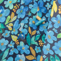 Poly - Chiffon - Digital Print - Navy Aqua