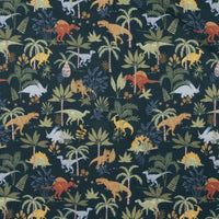 Riley Blake - Flannel - Cretaceous Jungle - Dinos - Navy