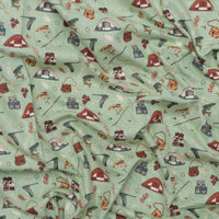 Riley Blake - Flannel - Lets Wander - Gone Fishing - Sage