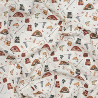Riley Blake - Flannel - Lets Wander - Gone Fishing - Cream