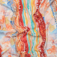 Viscose - Crepe - Digital Print - Watercolor - Coral