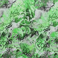 Viscose - Challis - Digital Print - Graffiti - Green Multi