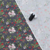 Camelot - Cotton - Joy To The World - Holiday Florals - Charcoal
