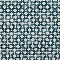 Viscose - Poplin Print - Lattice Flowers - Petrol