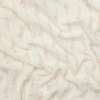 Cotton - Heirloom - Double Gauze - Ivory Pink Rose Large Stripe