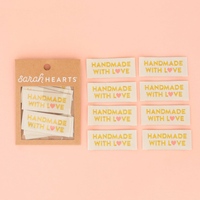 Sarah Hearts - Sewing Labels - Handmade With Love Gold