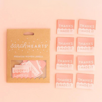 Sarah Hearts - Sewing Labels - Thanks I Made It - Coral