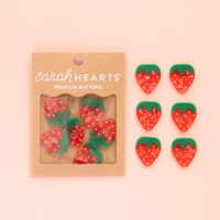 Sarah Hearts - Buttons - Strawberry - Large