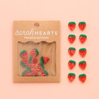Sarah Hearts - Buttons - Strawberry - Small