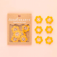 Sarah Hearts - Buttons - Yellow Daisy - Large