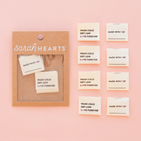 Sarah Hearts - Sewing Labels - Wash Cold Dry Low Organic Cotton