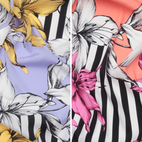 Silk - Designer Stretch Print - Floral Stripe - Assorted