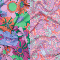 Cotton - French Terry - Designer Print - Groovy Floral - Assorted