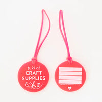 Sarah Hearts - Luggage Tag - Full of Craft Neon Pink