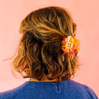 Sarah Hearts - Hair Claw Clip - Daisy Button Pink and Yellow